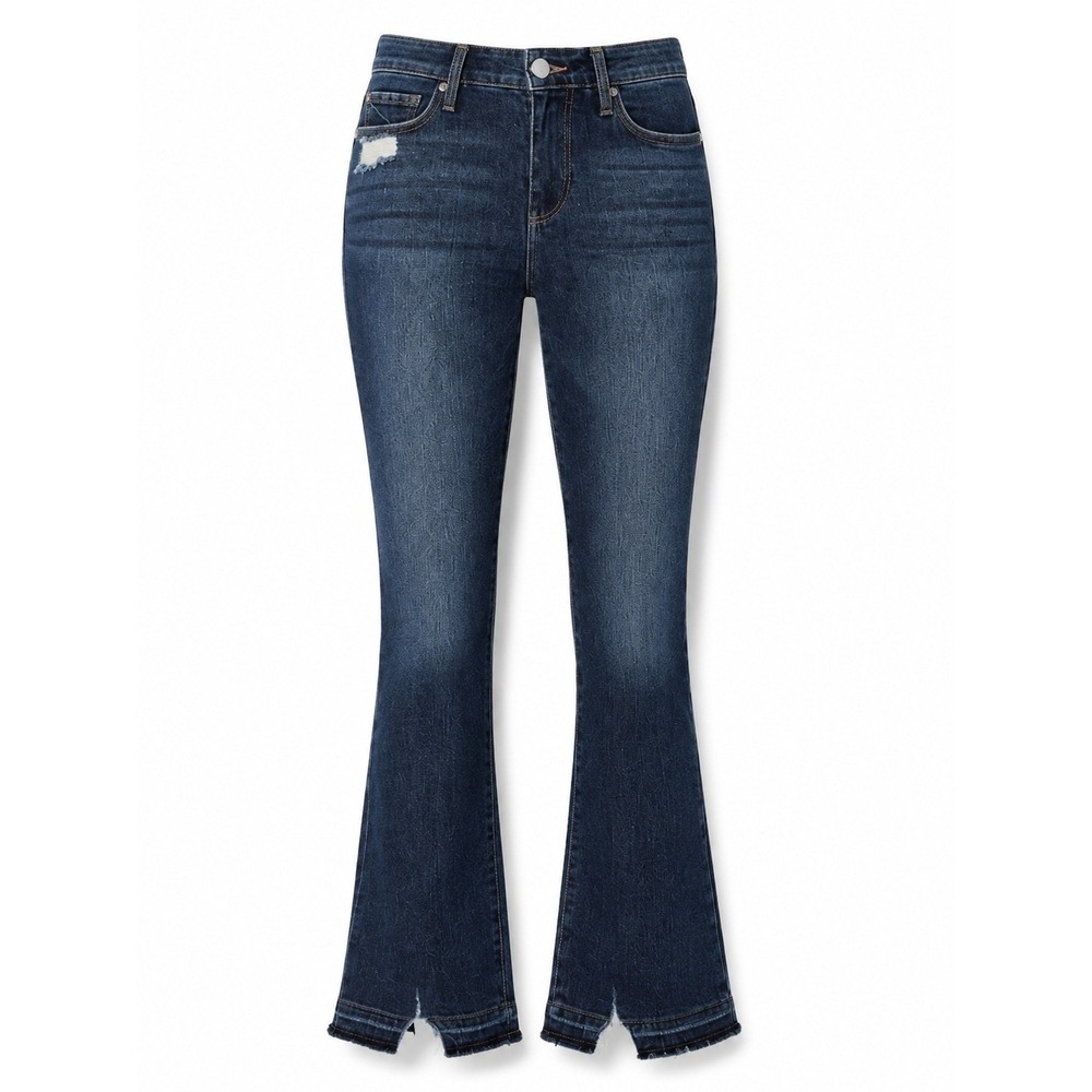 FRAME Denim Le Crop Mini Boot Roberts Jeans Dark Wash Distressed Raw Hem 26 - Picture 2 of 10